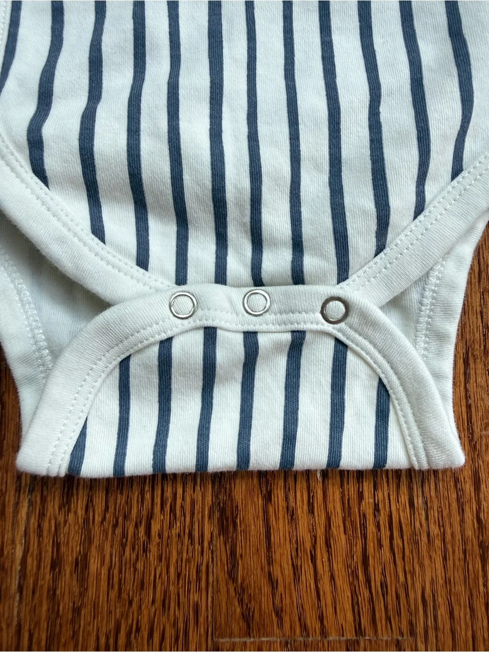 Pehr Organic Cotton Navy Stripe Wrap-Front Baby Onesie 3-6 Months